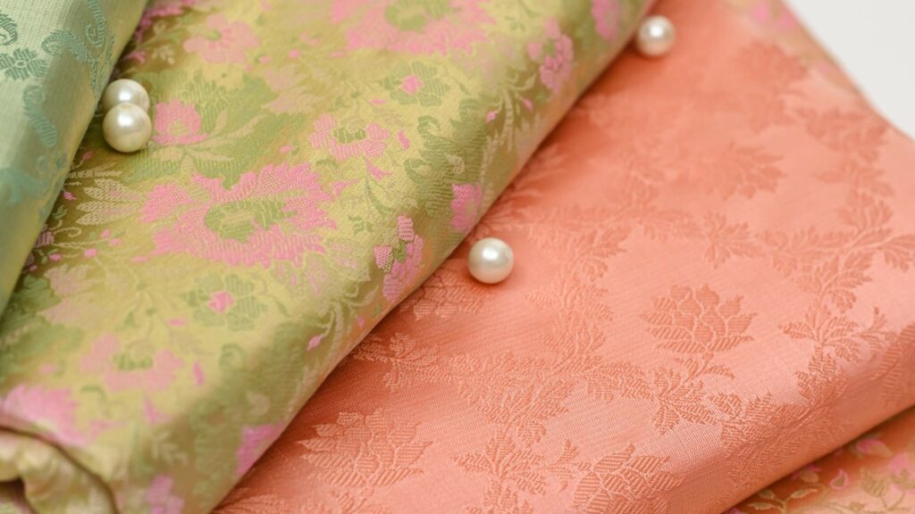 silk fabric and pearls