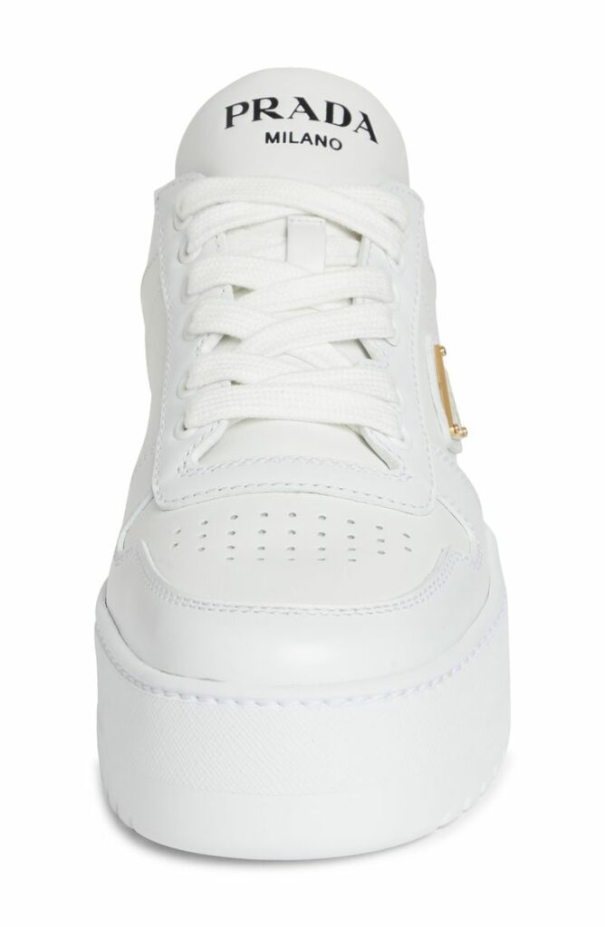 single white prada sneaker to promote Prada sneakers for women