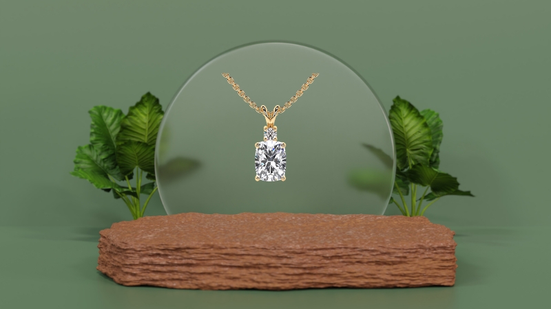 Yellow Gold Two Stone Diamond Necklace