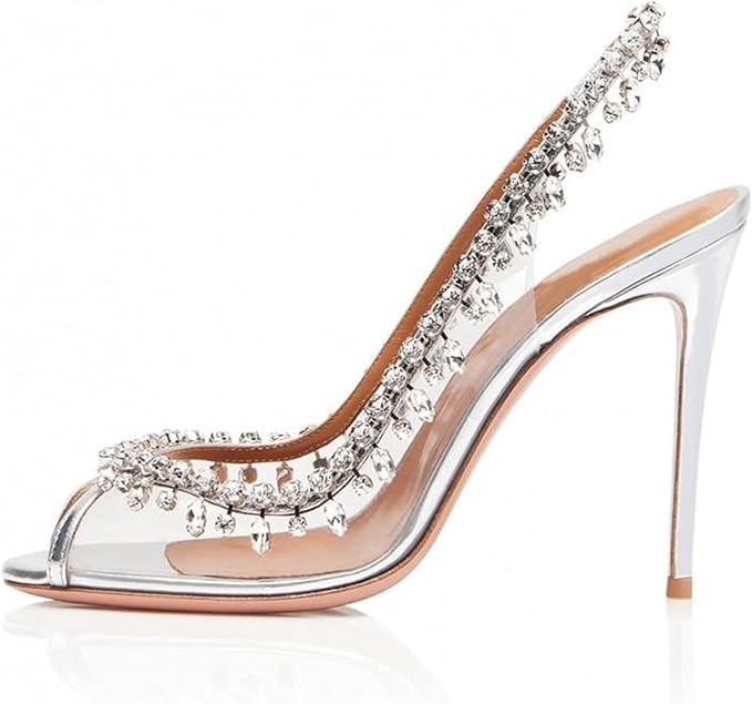 clear crystal embelished luxury heels