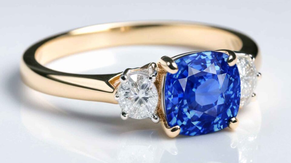 Cornflower Blue Sapphire and diamond ring