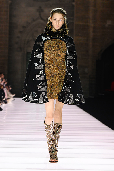 Imane Benkaddour walks down the Louis Vuitton Cruise “Resort” 2026 on May 22, 2025, in Avignon, France.