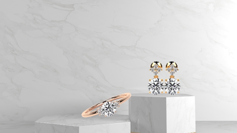 ring and earrings lab created diamonds