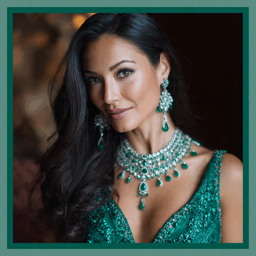 woman in Panna jewelry