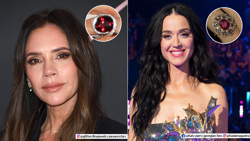 two women wearing ruby wedding bands