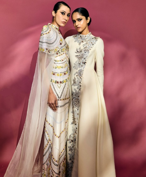 Two models wearing Samant Chauhan collection First Breath