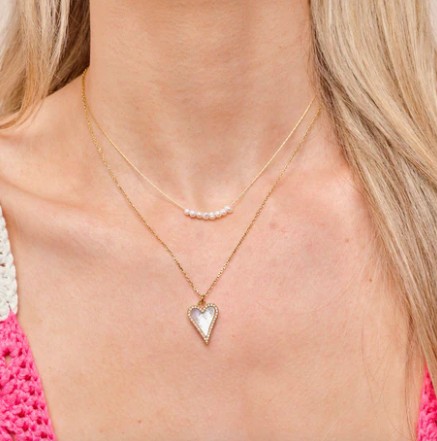 model wearing waterproof jewelry necklaces