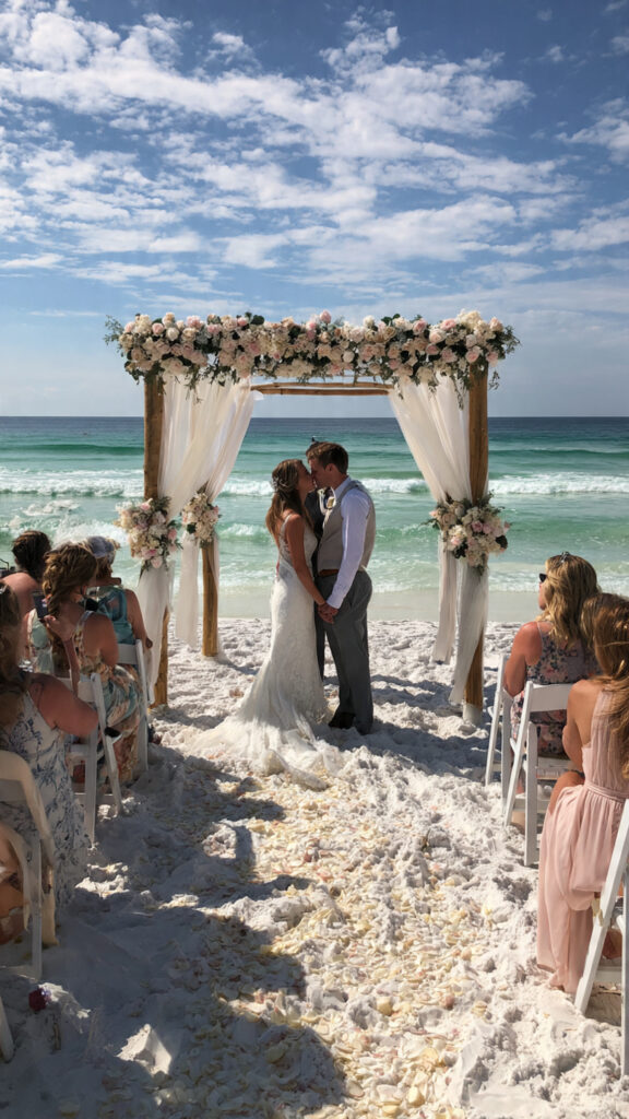 couple in a beach wedding