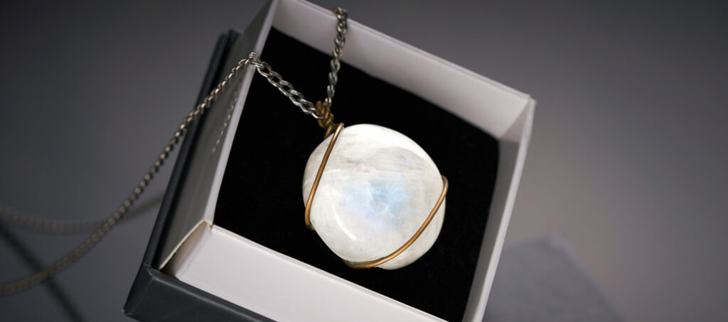 Moonstone in a jewelry box
