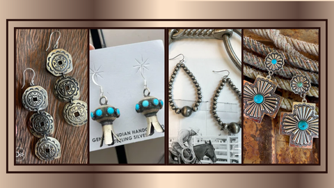 4 different examples of western earrings