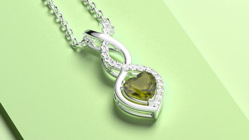 alexandrite heart necklaces on silver