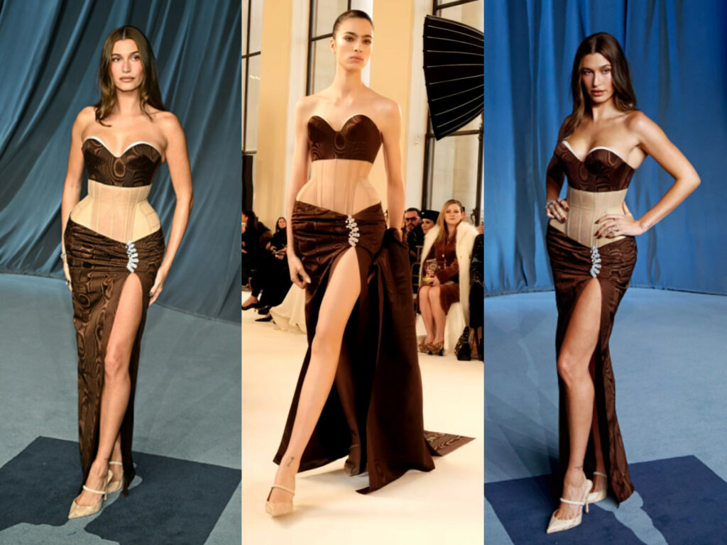 Photo Recap: Hailey Bieber in Schiaparelli Leg Slit Couture at the 2025 Academy Museum Gala