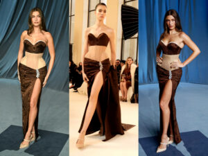 Photo Recap: Hailey Bieber in Schiaparelli Leg Slit Couture at the 2025 Academy Museum Gala