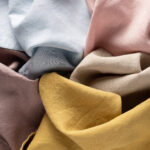Natural pure linen towels, napkins or tablecloth in various colors.