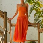 Orange Strapless Dress