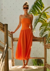 Orange Strapless Dress