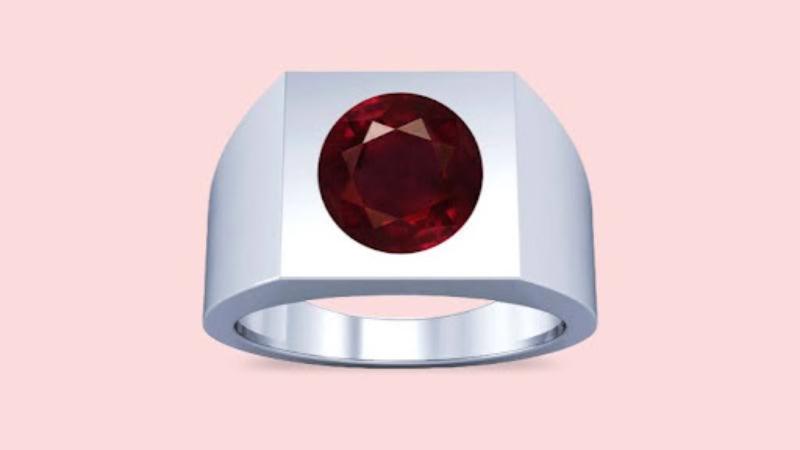 square mens ruby ring