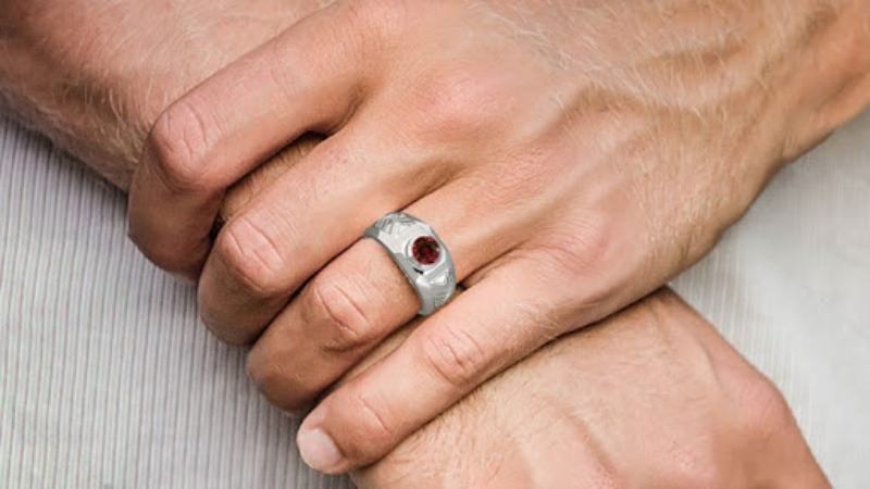 round mens ruby ring