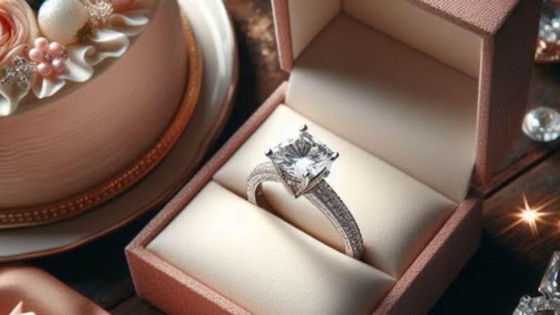 women's diamond ring in a box