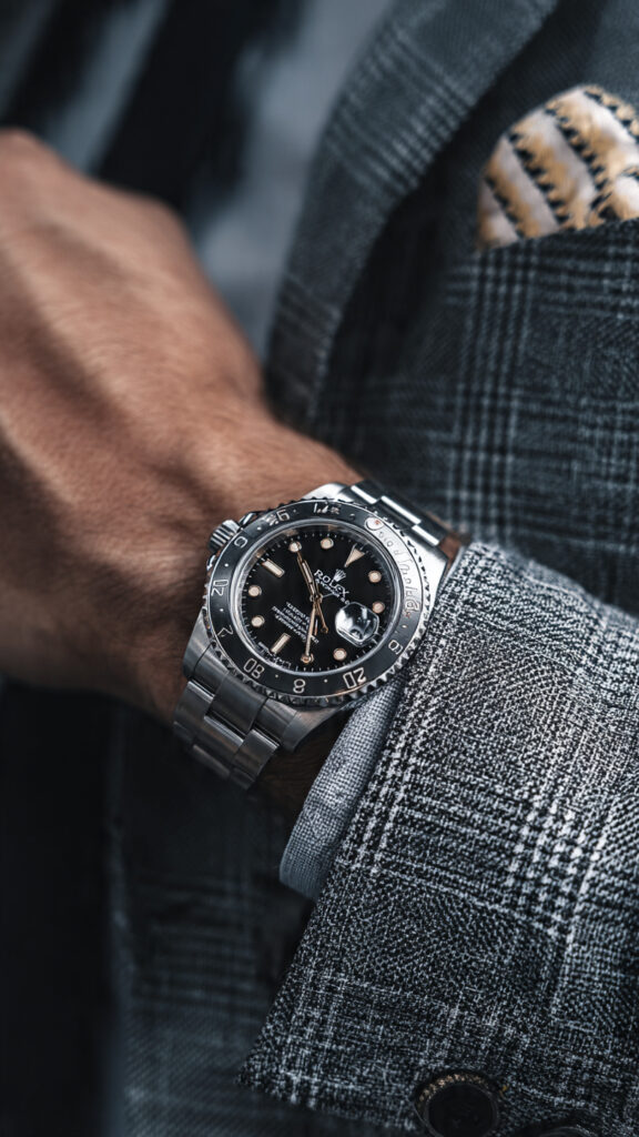 Man wearing Rolex luxury watches