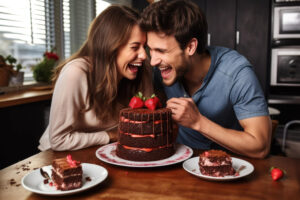 affordable anniversary gifts online couple eating cake