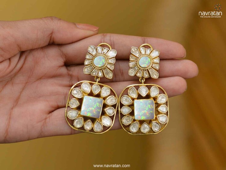 Opal stone earrings