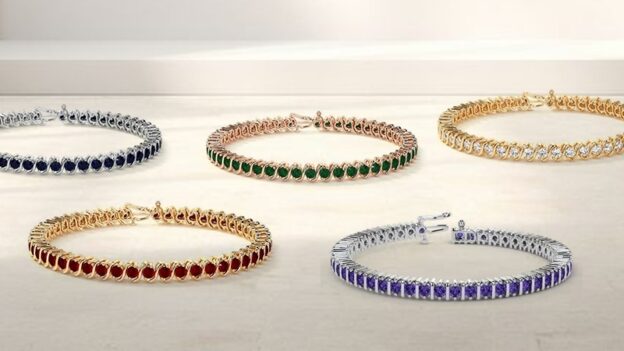 tennis bracelets on white background