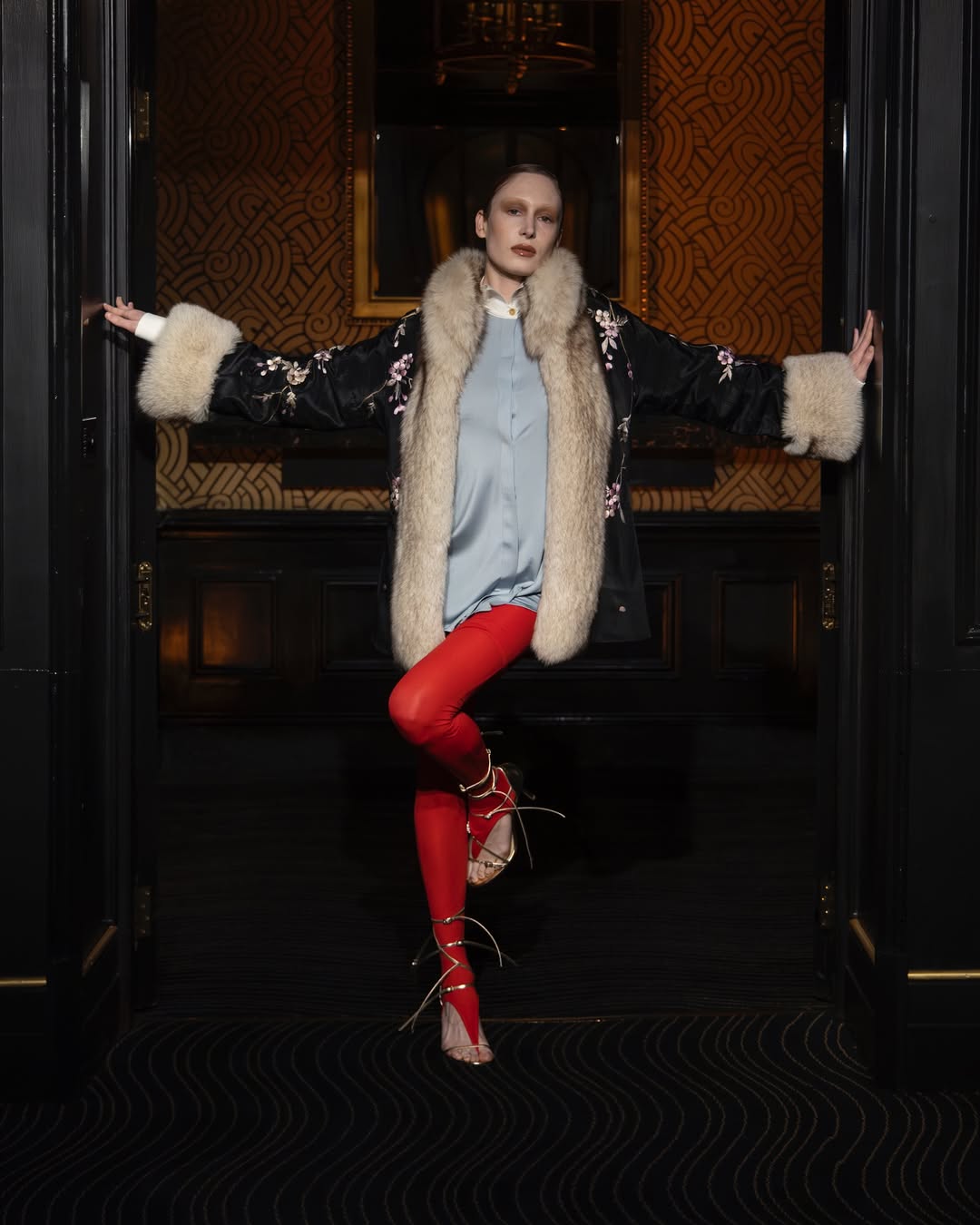 Hunter Pifer, a fashion model, walks down the runway for Conner Ives’ Autumn/Winter 2025 ready-to-wear collection, “All That Jazz.”