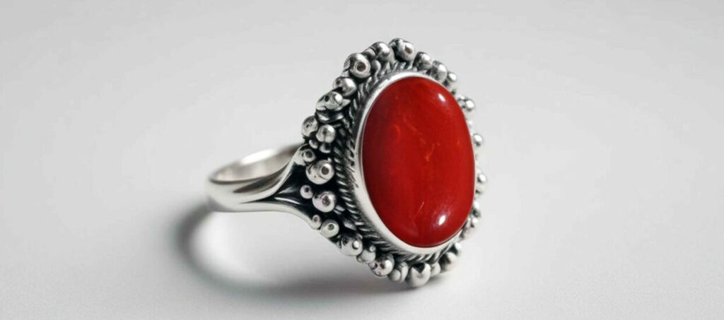 Red Coral stone ring