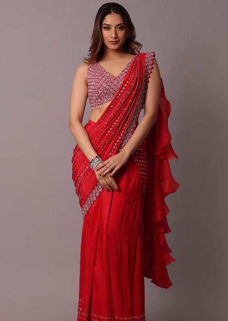 ready to wear sarees red