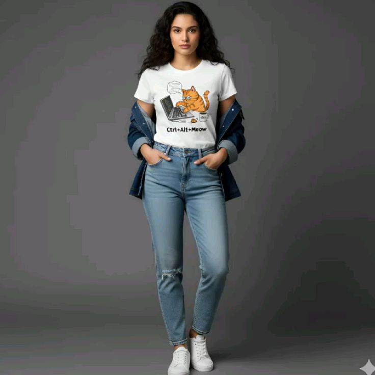 Denim jacket Tee shirt and denim pants 