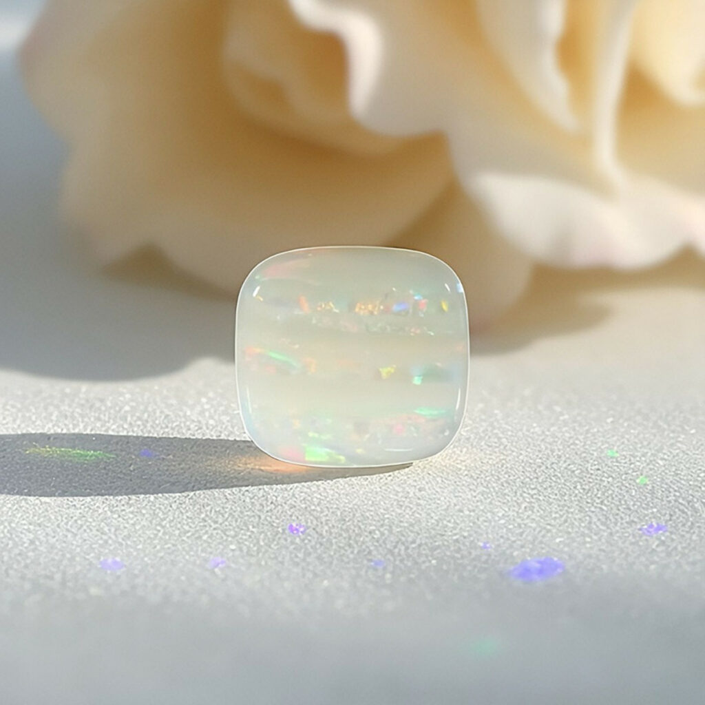 single Opal stone on white backround