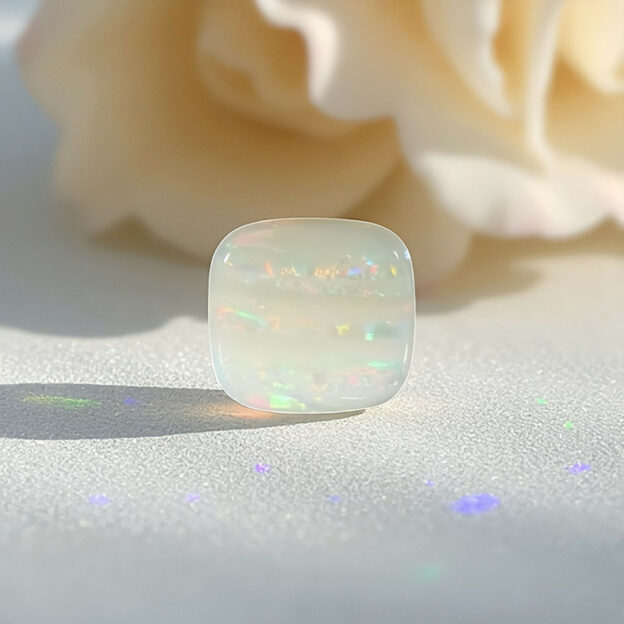 single Opal stone on white backround
