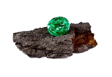 Emerld stone on bark to emphasize why are emerald stones expensive