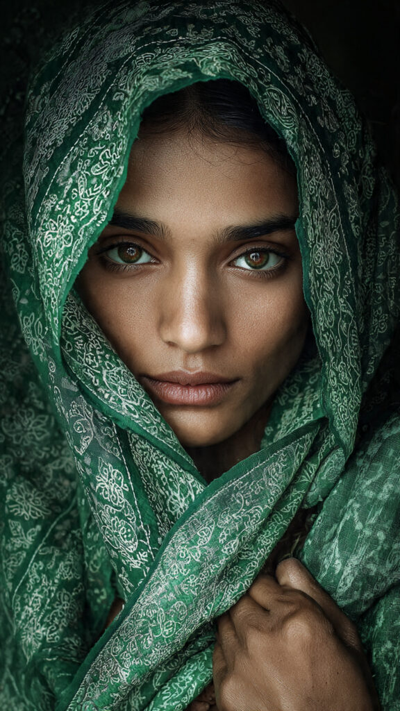 Model wearing substainable fabrics.