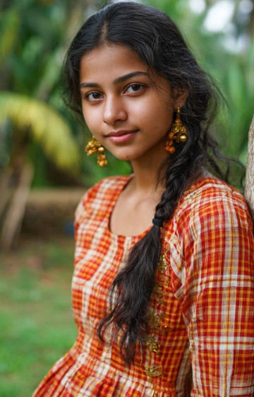 Teen girl wearing Handloom fabric