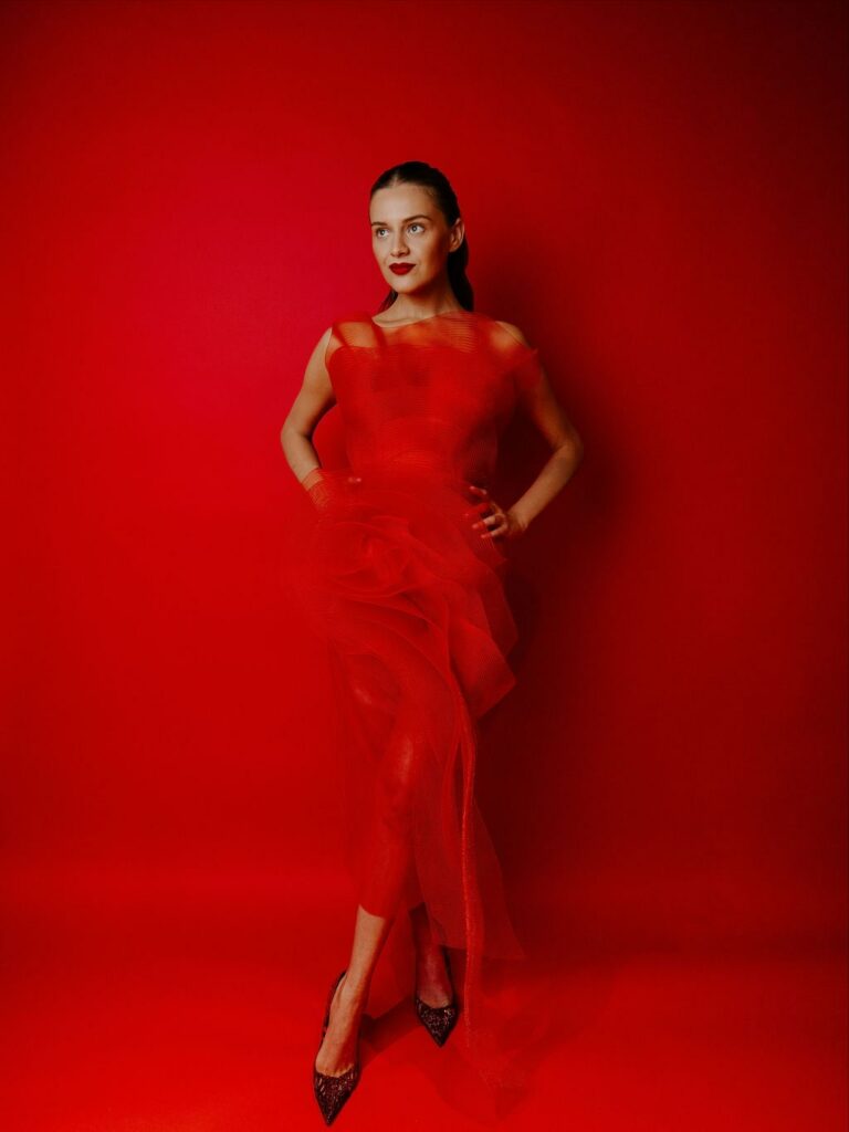 Christian Siriano Scarlet Red Horsehair Dress