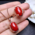 Red Coral stone earrings