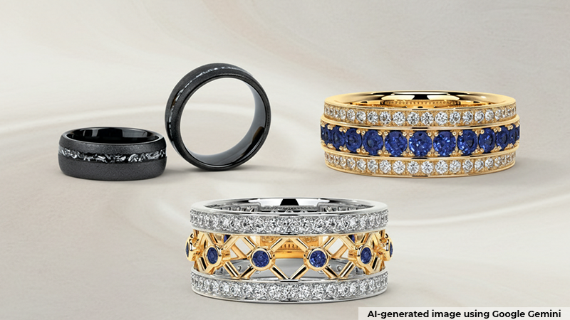 A vintage-style wedding band