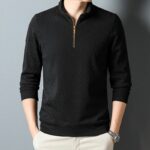 mens casual shirts zip up black