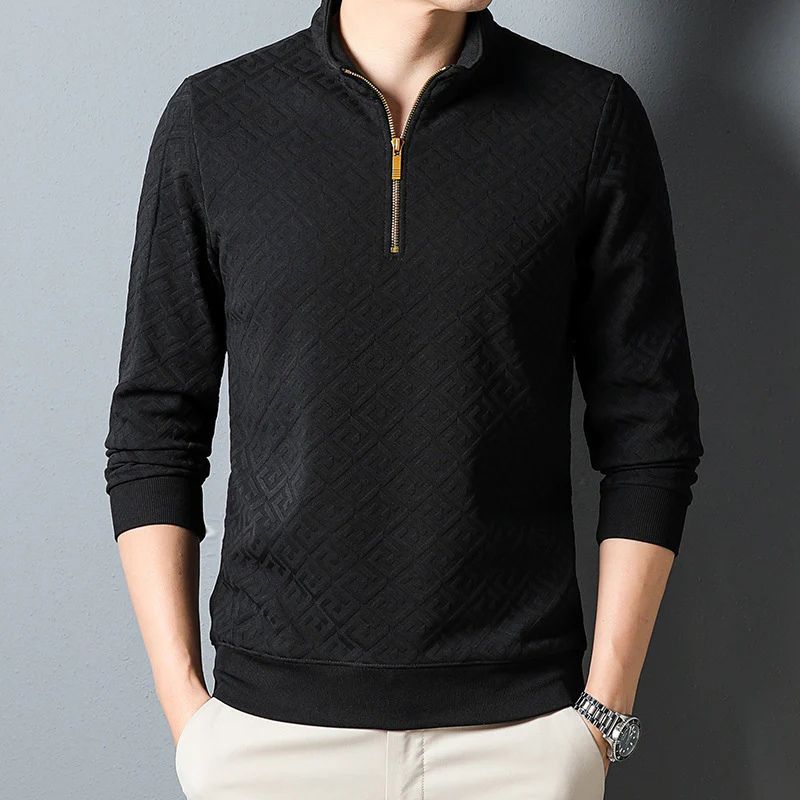 mens casual shirts zip up black