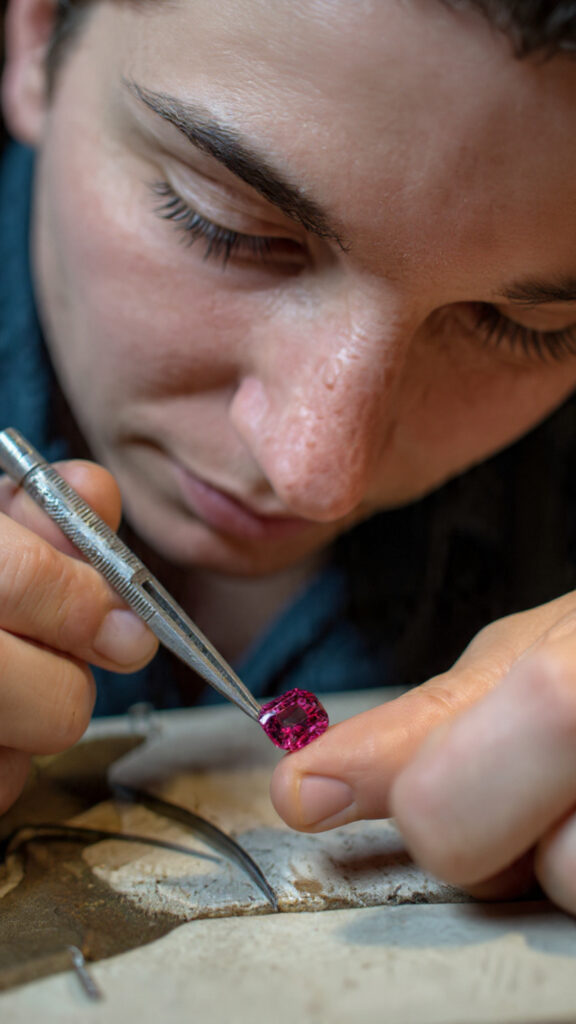 jeweler examing a Ruby 