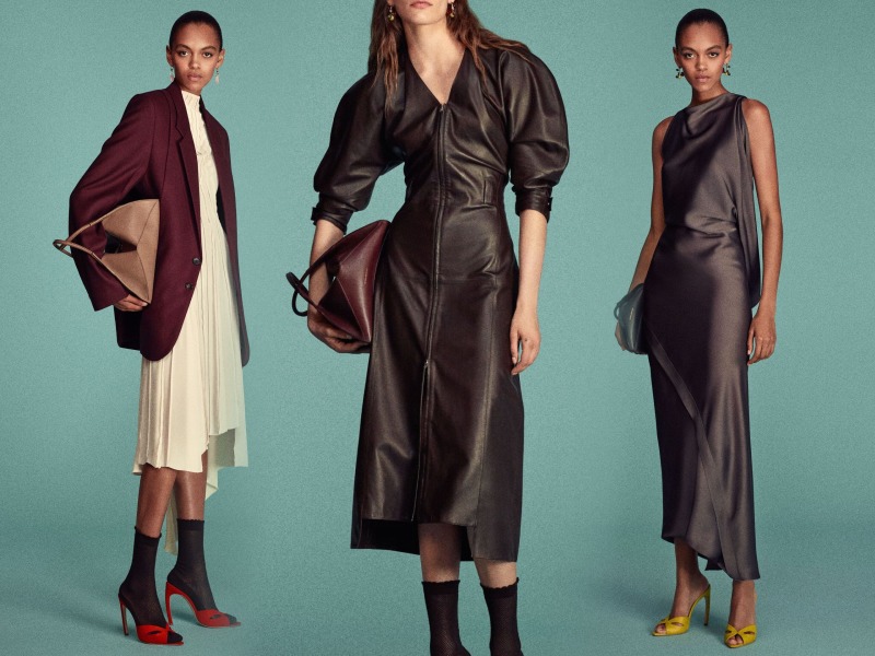 Victoria Beckham’s Pre-Fall 2026 leather dress metalic dress and white dress with burgundy blazer 