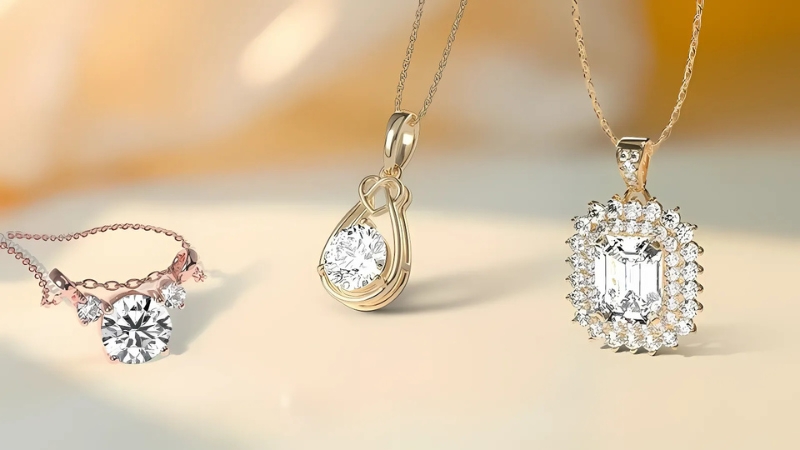 3 Lab grown diamond pendants