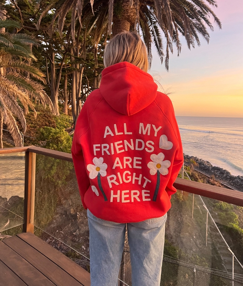 All-my-Friends-Oversized Dandy Hoodie in Red