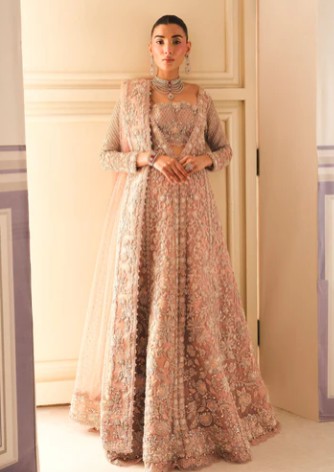 Model wearing Pakistani bridal dress