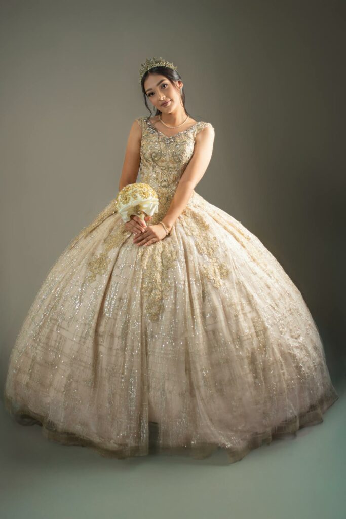 Model in a retro white dress