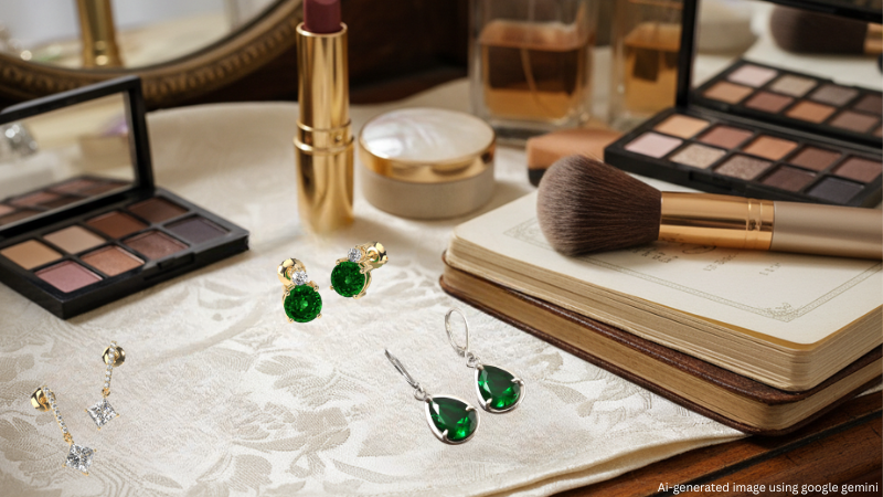 Tsavorite Earrings and makeup