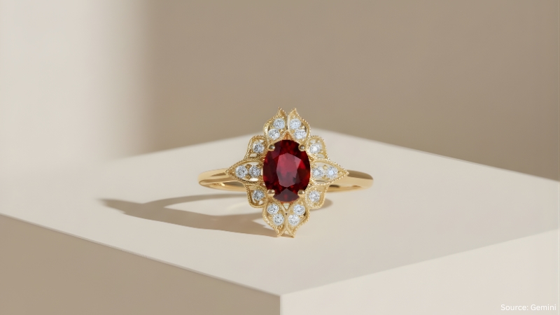 Blood-red ruby ring