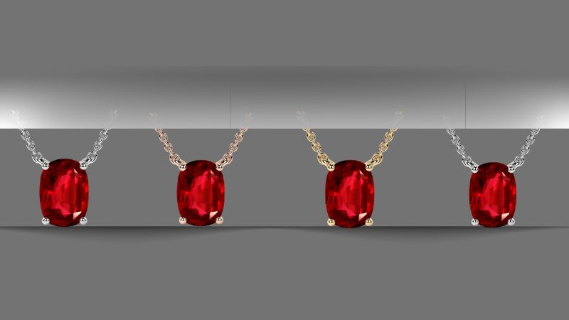 4 different ruby pendant necklaces